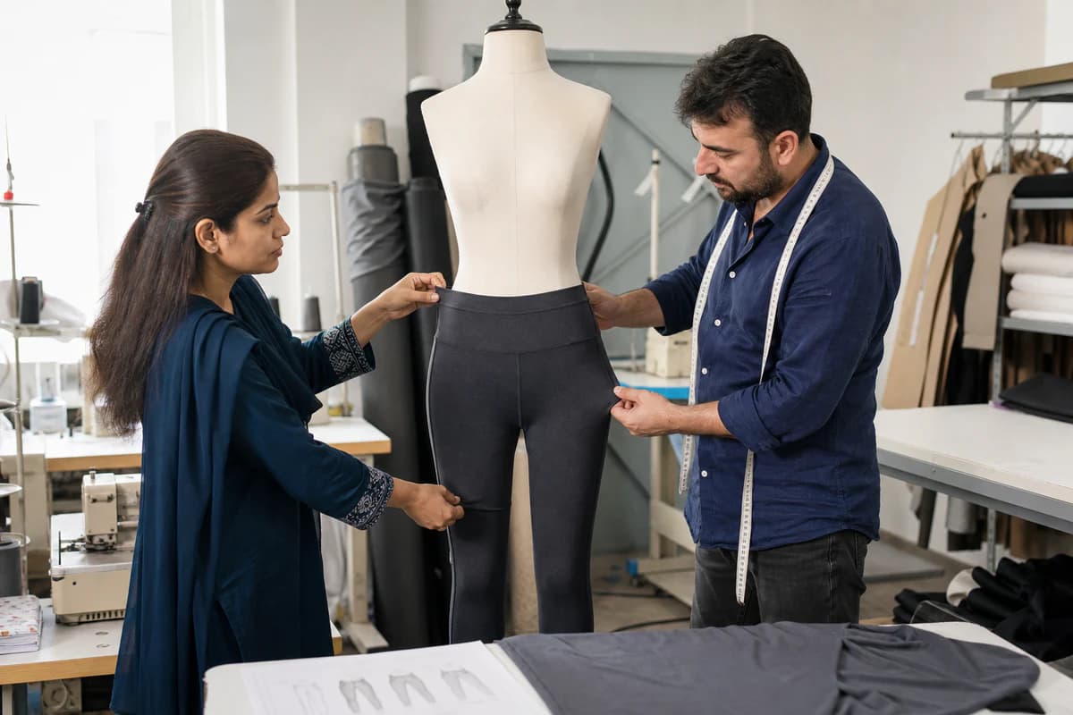 GenXport developers checking an activewear sample before approval