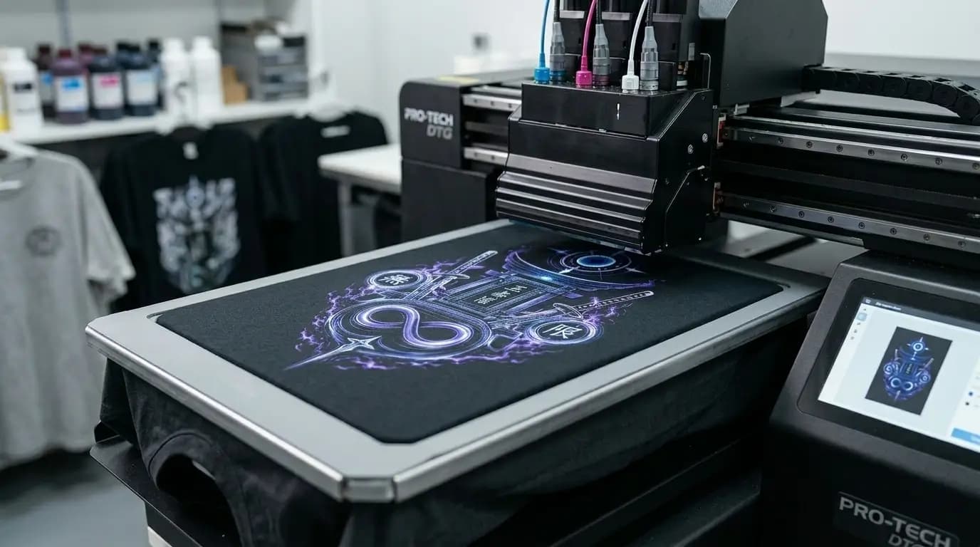 DTG printing services printing full-colour designs directly onto cotton garments for brands and teams
