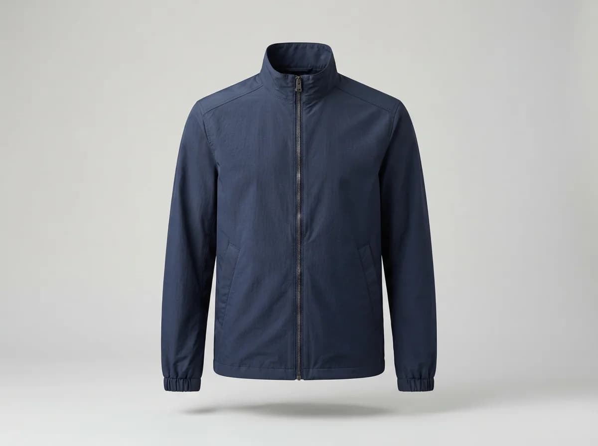 Zip-front bomber jacket with elastic cuffs