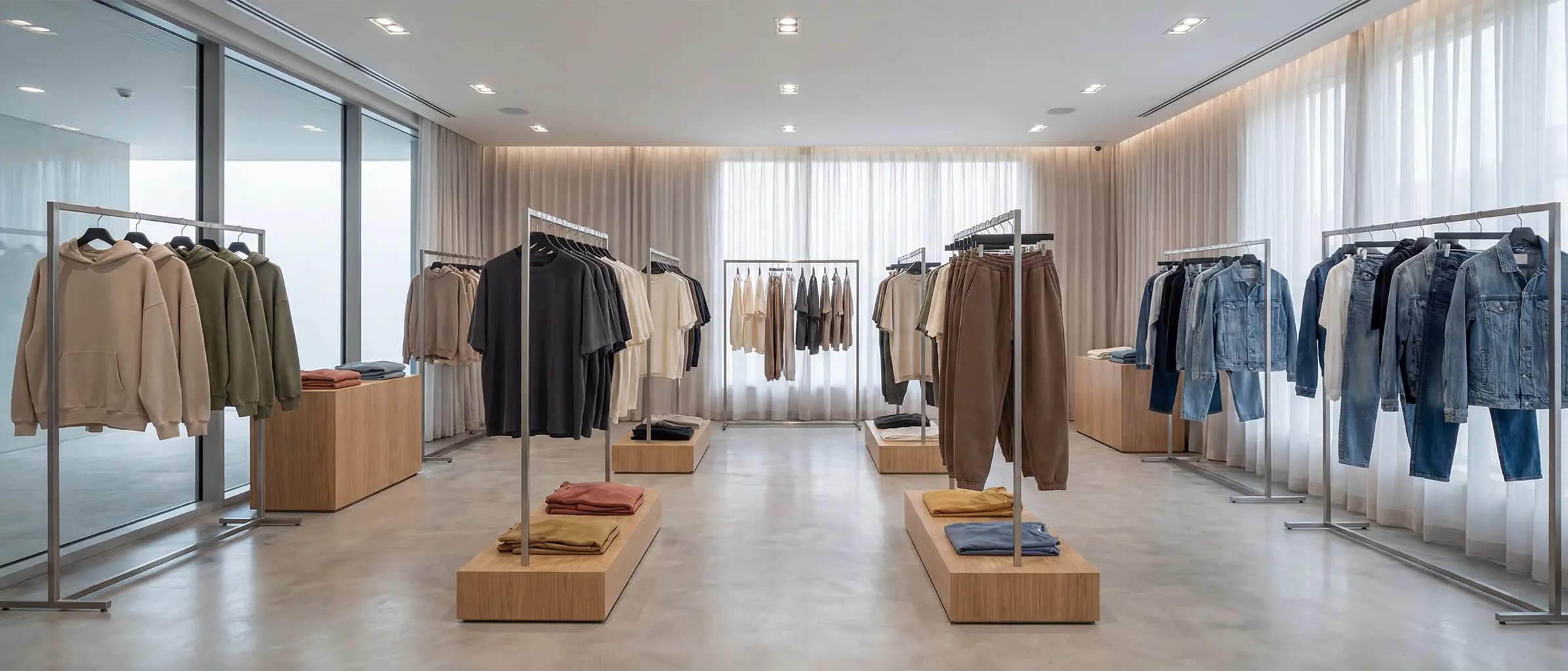 Apparel brand showroom with a growing range on the rails