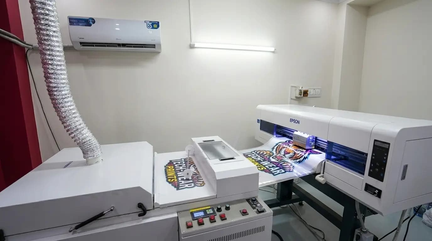 DTF printing services producing bulk direct-to-film transfers for apparel brands and teams