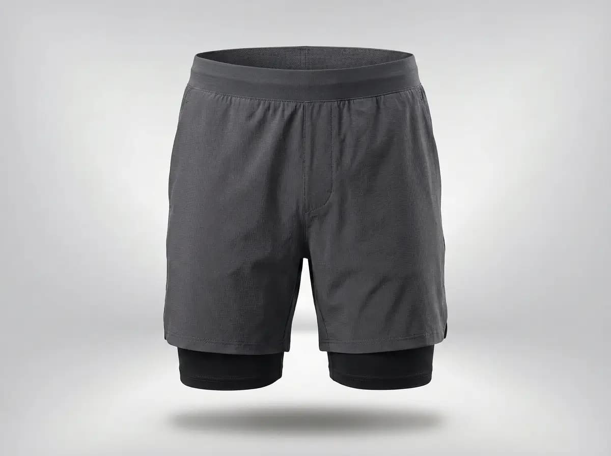 Two-in-one hybrid gym shorts with a bonded inner liner