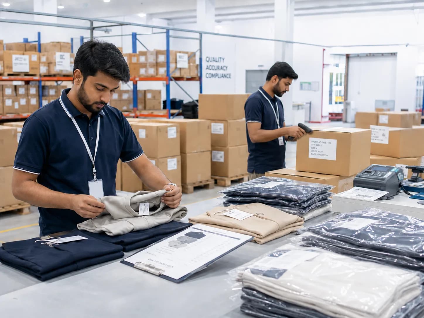 Export-ready packing with documentation for an importer