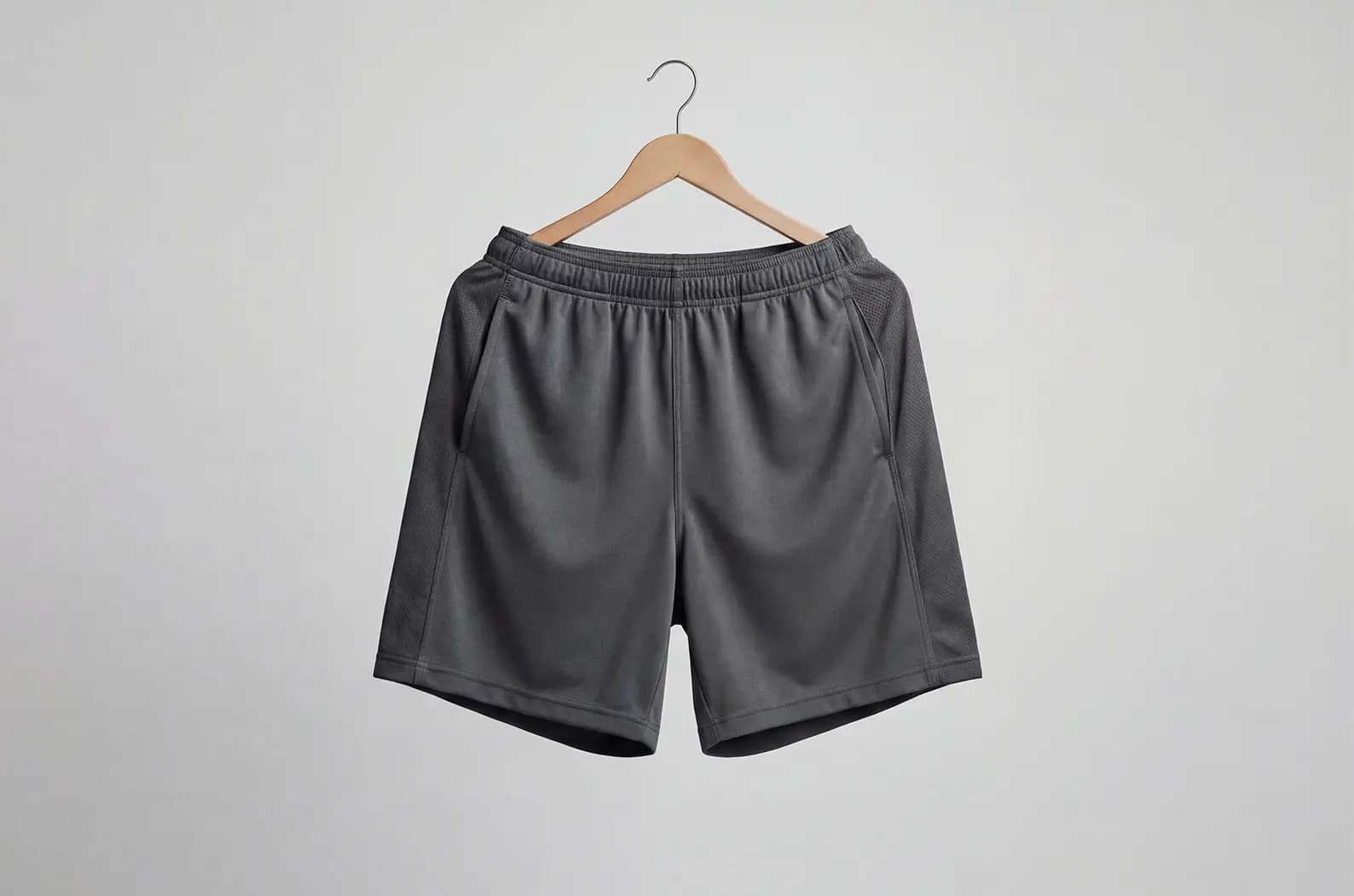 Plain white label gym shorts from a stock style, ready for your labels