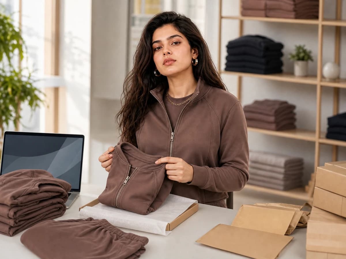Women's activewear prepared for an ecommerce product drop