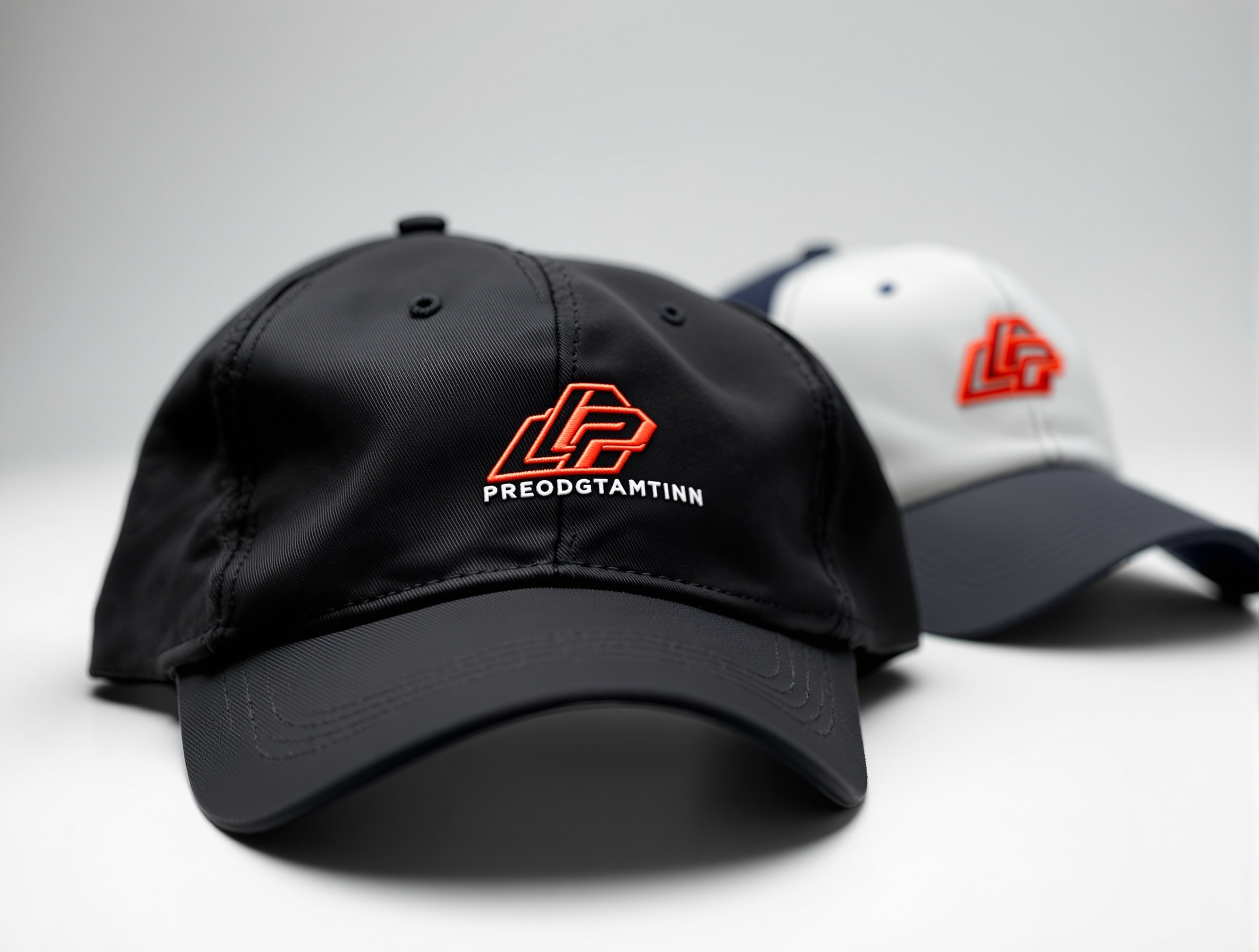 Custom embroidered caps with precise logo placement