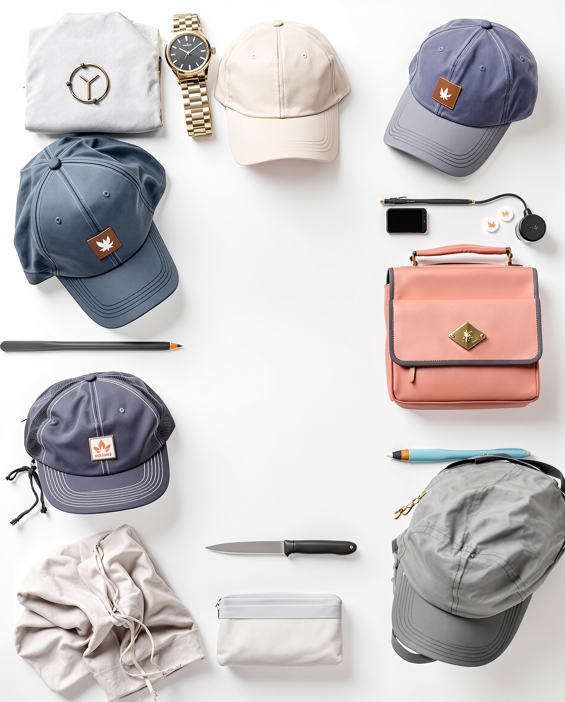 Cap and bag packshots
