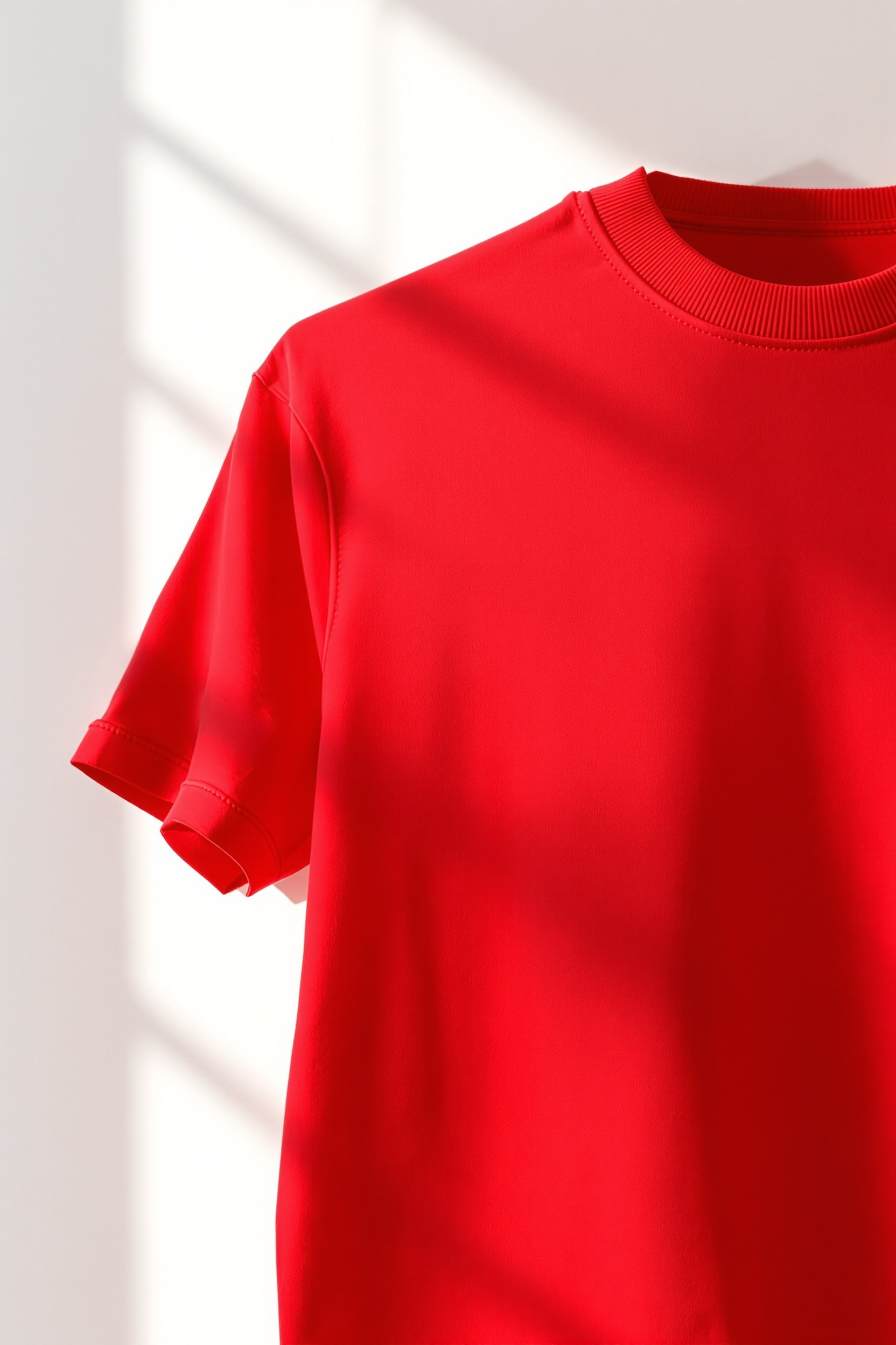 Color-accurate red t-shirt packshot