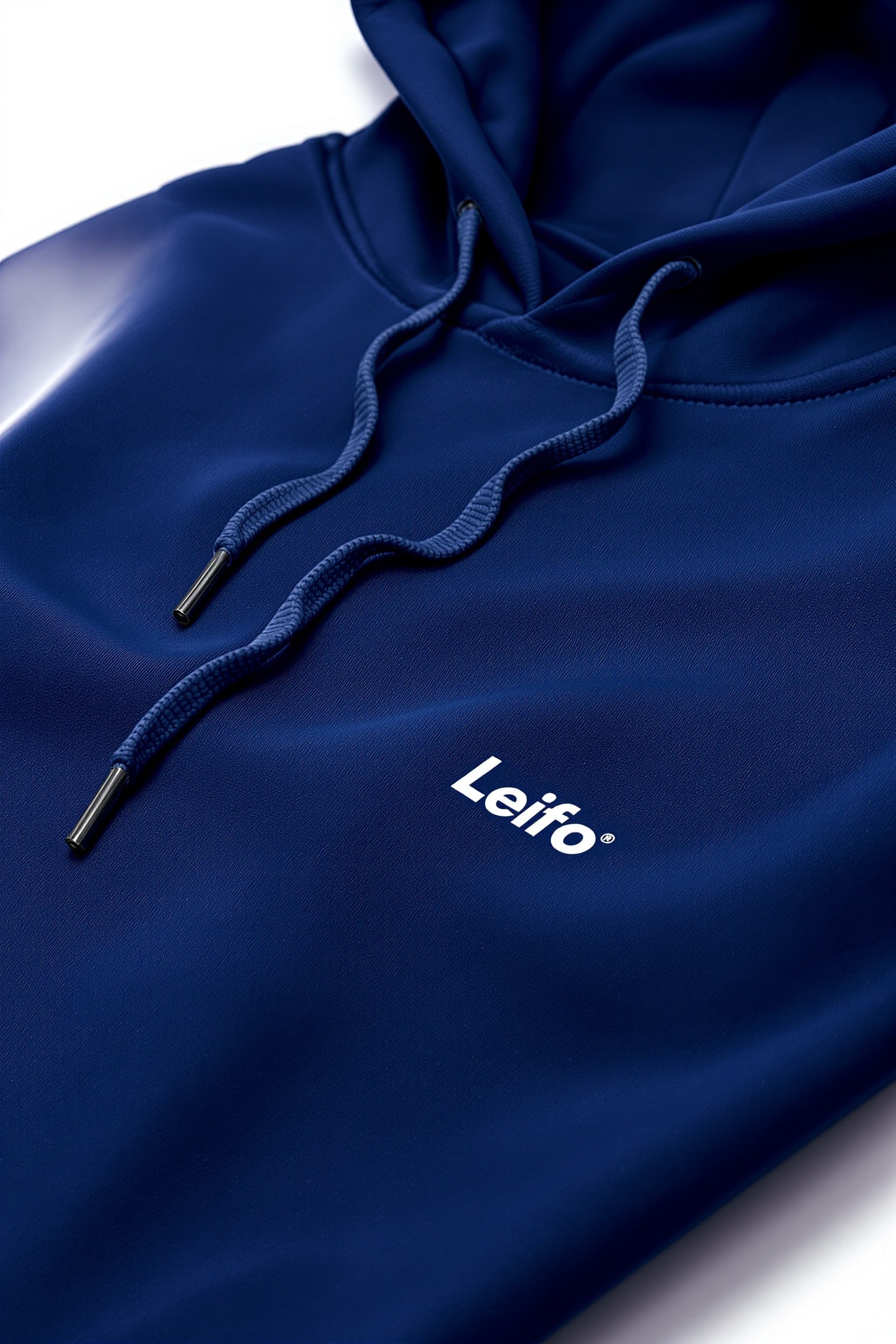 Color-accurate navy blue hoodie packshot